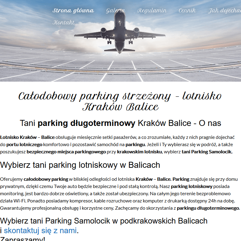 Tani parking lotnisko w Krakowie
