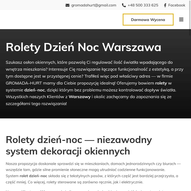 Rolety wewnętrzne - Warszawa