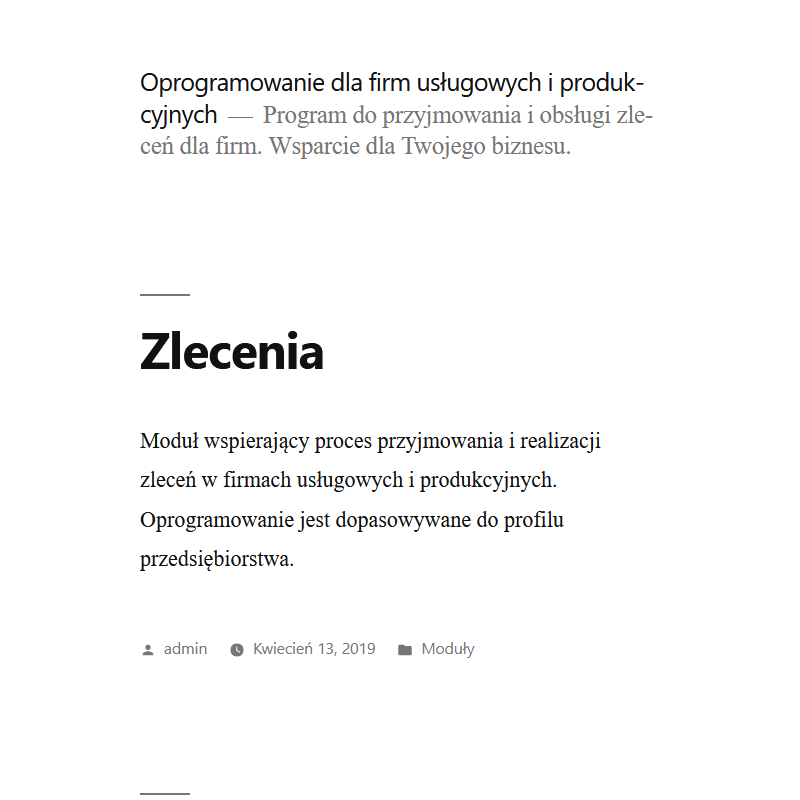 Rozszerzenie do obsługi zleceń dla firm